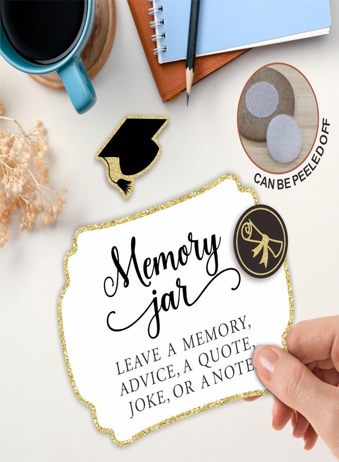 NYCTUG Grad Party Wooden Table Sign - Memory Jar Leave A Memory - Buffet Sign, Treat Sign With Metal Support & 2 DIY Wood Decor With Velcro, Grad Party Decorations & Supplies - 10, White - Image 5